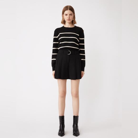 Suncoo Paris Benny High Waisted Belted Shorts - Black Size XSmall (T0) NEW - Picture 7 of 12